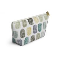 Watercolor Leaf Stamp Accessory Pouch w T-bottom in Teal